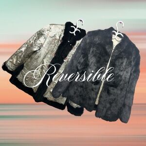 Reversible Custom-Made Ink Black Mink Fur Jacket with Chinoiserie Silk Lining